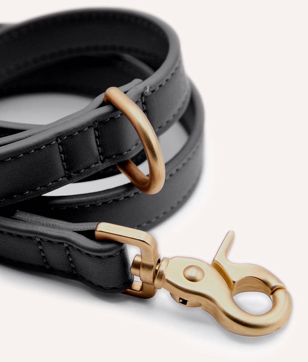 CAFIDE Jala ivory vegan leather dog leash with gold-tone metal hardware