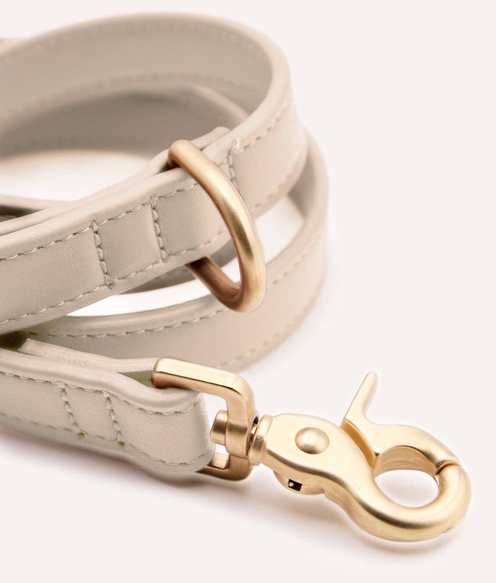 CAFIDE Jala ivory vegan leather dog leash with gold-tone metal hardware