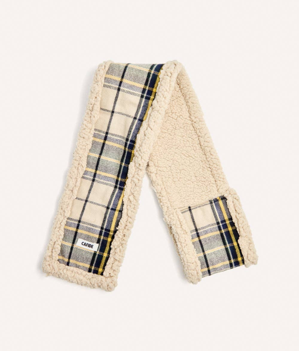 Mica | Tartan Dog Scarf – Beige
