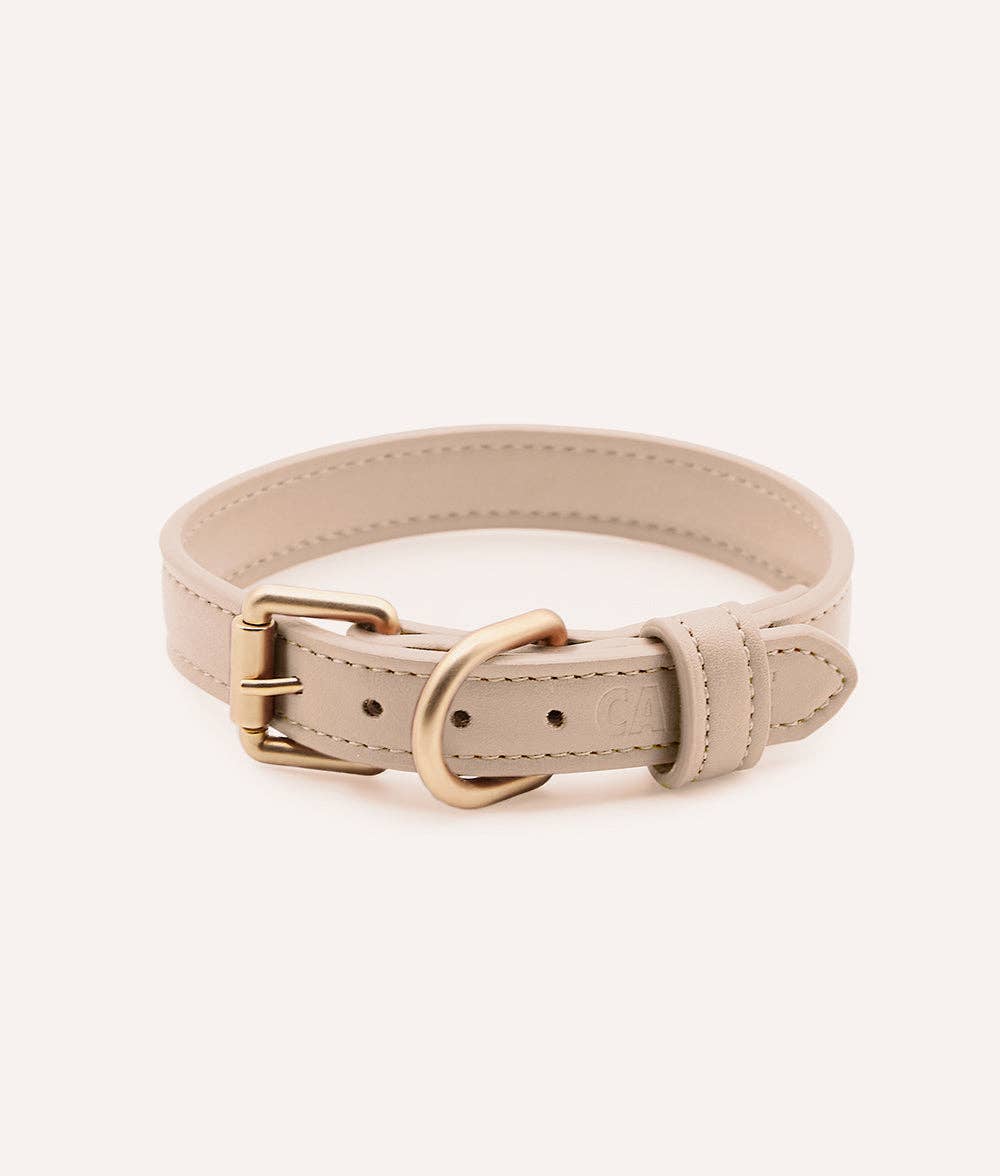 CAFIDE Jala ivory vegan leather dog collar with adjustable buckle